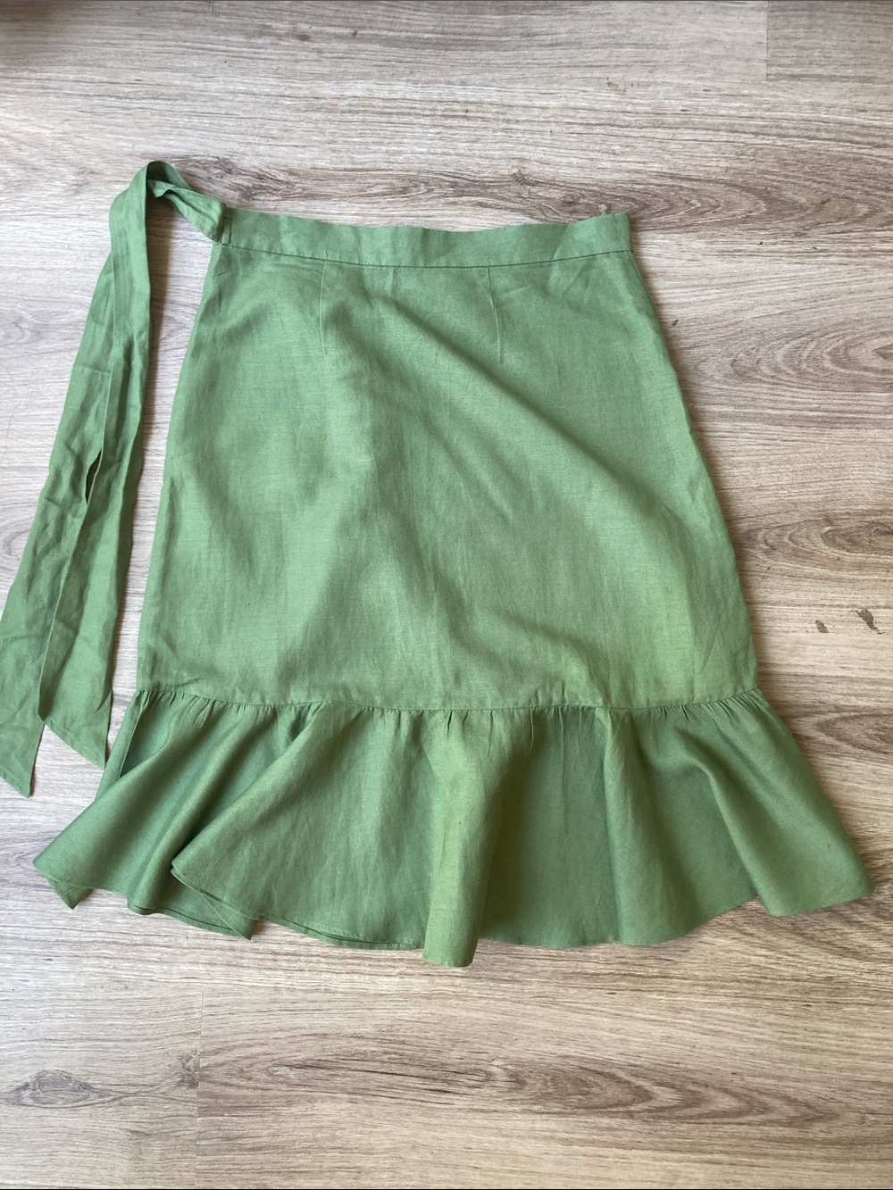 Ann Taylor Factory Olive Green Ruffle Tie-Waist Midi Skirt - Picture 6 of 6